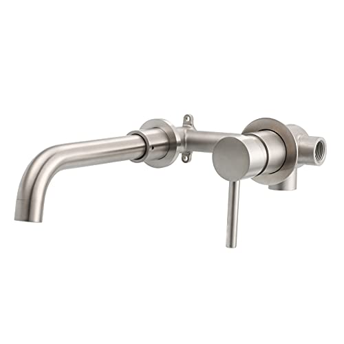 Tecmolog Wandarmatur Unterputz Bad 360 Drehbar Wasserhahn aus Edelstahl Einhebelmischer Waschtisch Gebürstetes Nickel, SNA6083A von Tecmolog