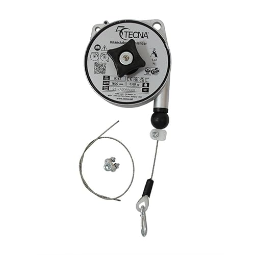 TECNA 9312 Federzug-Balancer – Tragkraft 1–2 kg, Seillänge 1600 mm – Aluminiumgehäuse mit Edelstahlseil – Werkzeugaufhängung für Industrie, Werkstatt & Montagearbeitsplätze von TECNA