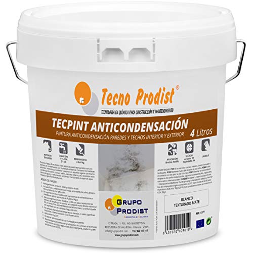 TECPINT ANTIKONDENSATION von Tecno Prodist - (4 Liter) - Anti-Kondensations- und Anti-Schimmel-Farbe auf Wasserbasis für innen und außen -Wände und Decken -hohe Deckkraft -einfache Anwendung -WEISS von Tecno Prodist