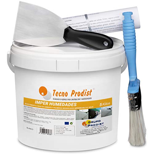 IMPER FEUCHTIGKEIT von Tecno Prodist - (5 Kg + Kit) - Mörtel für Wandverkleidungen. Wasserdicht. Behandlung von Feuchtigkeit in Wänden, Kellern usw. Wasserdicht, einfach zu verwenden + Zubehör. von Tecno Prodist