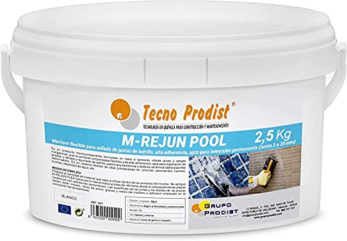 M-REJUN POOL von Tecno Prodist - 2,5 kg - Flexibler Fugenmörtel zum Abdichten von Fugen von Fliesen und Putz in Pool, Keramik, Ziegel, geeignet für dauerhaftes Eintauchen (Dichtung 2 bis 20 mm) weiß von Tecno Prodist