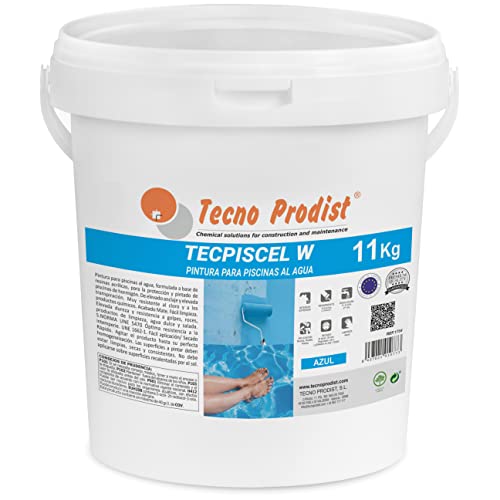 Tecno Prodist TECPISCEL W by Schwimmbadfarbe 10 Kg - Auf Wasserbasis - Farbe Blau - Widerstandsfähigkeit und Haltbarkeit - Gute Deckkraft und Flexibilität - Leicht zu verarbeiten von Tecno Prodist