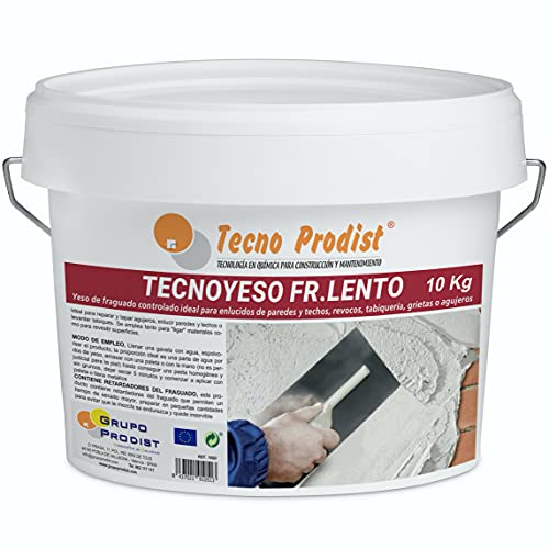 TECNO GIPS VERZÖGERT von Tecno Prodist, (10 Kg) Gips mit kontrollierter Abbindung. Ideal für Putz, Verputz, Trennwände, Risse oder Löcher. von Tecno Prodist