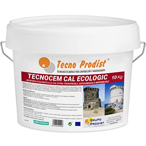 TECNOCEM KALK ECOLOGIC von Tecno Prodist - 10 kg - Ökologischer Kalkmörtel, extra atmungsaktiv, feuchtigkeitsbeständig, wasserdicht zum Verputzen und Verkleben, leicht zu verarbeiten (weiß) von Tecno Prodist