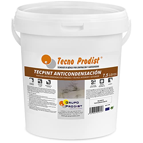TECPINT ANTIKONDENSATION von Tecno Prodist - (7,5 Liter) - Anti-Kondensations- und Anti-Schimmel-Farbe auf Wasserbasis für innen und außen -Wände und Decken -hohe Deckkraft -einfache Anwendung -WEISS von Tecno Prodist