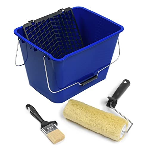 TECPINT TERRACES and FLOORS KIT - Professionelle Farbrolle mit Gittereimer und Bürste - 16-l-Wanne mit Gitter - 50 mm PALETINE - BESONDERER WASSERDICHT von Tecno Prodist