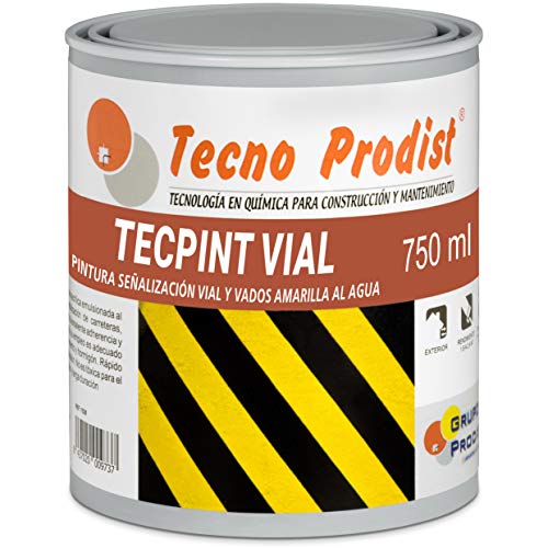 TECPINT STRASSE von Tecno Prodist - (750 ml) GELB Farbe auf Wasserbasis für Straßenmarkierungen, speziell für Furten, schnell trocknend, ungiftig von Tecno Prodist