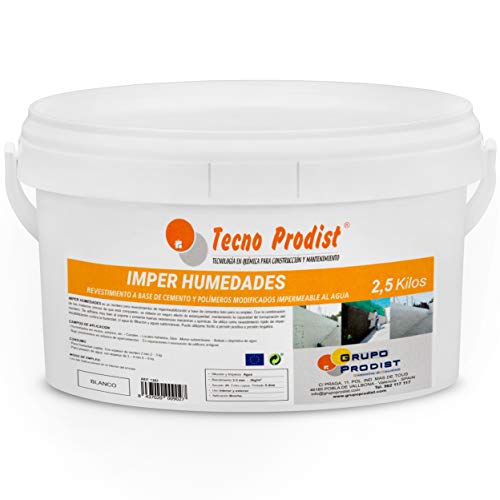 IMPER FEUCHTIGKEIT von Tecno Prodist - Mörtel für Wandverkleidungen. Wasserdicht. Behandlung von Feuchtigkeit in Wänden, Kellern usw. Wasserdicht, einfach zu verwenden + Zubehör. (2,5 Kg) von Tecno Prodist