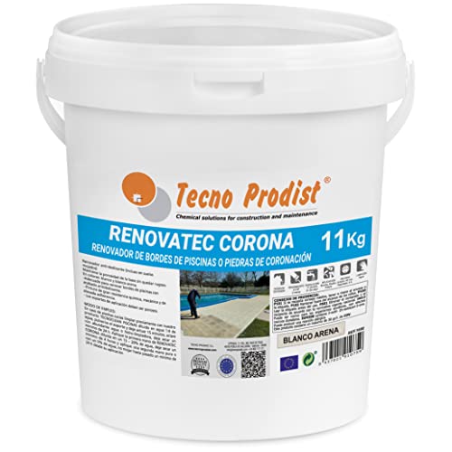 Tecno Prodist RENOVATEC CORONA (11 Kg) SAND WEISS Renovierungsfarbe für Schwimmbadränder und -abdeckungen - Rutschhemmend - Einfache Anwendung von Tecno Prodist