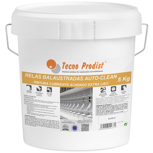 Tecno Prodist RELAS BalausTRADAS AUTOCLEAN (5 kg) Balustrad- und Gitterfarbe, auf Wasserbasis, weiß, lange Haltbarkeit, atmungsaktiv, selbstreinigend bei Regen, innen und außen von Tecno Prodist