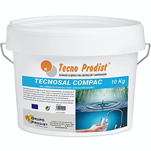 Tecno Prodist TECNOSAL COMPAC (10 Kg) - Wasserenthärter - Kompaktes Salz Spezial für Wasserenthärter - Im Eimer, einfache Anwendung, mehr Komfort von Tecno Prodist