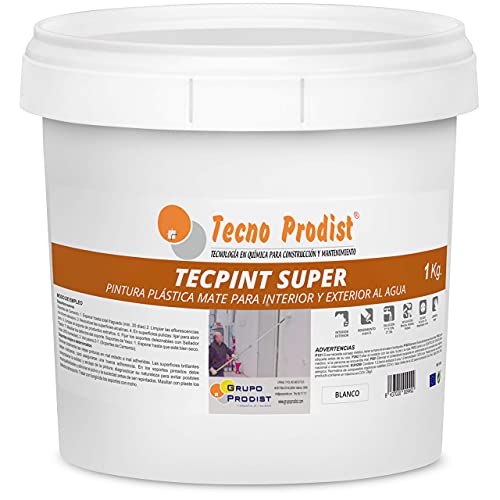 Tecno Prodist TECPINT SUPER 1 kg (WEISS) Innen- und Außenfarbe auf Wasserbasis - Gute Qualität - Waschbar - Einfache Anwendung von Tecno Prodist