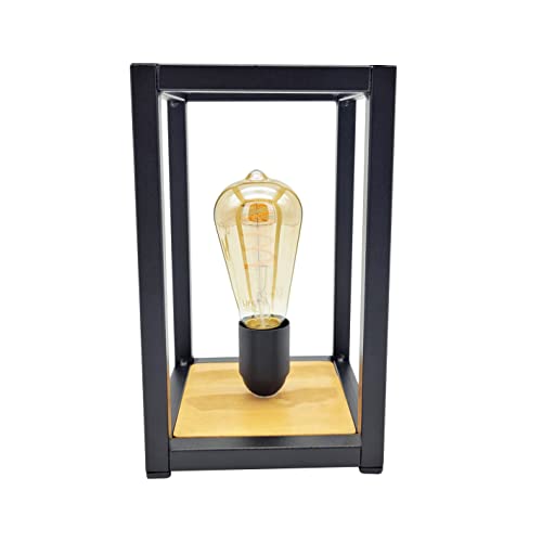 Tecnokit Nachttischleuchte aus Metall und Holz, schwarz, 15 x 15 x 25 cm, für Büro, Wohnzimmer, Schlafzimmer, Geschäft von Tecnokit