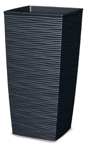 Tecnokit Plana Hoher Übertopf für den Außenbereich, Aurora, Pflanzkübel für den Außenbereich, aus Polypropylen mit herausnehmbarem Untersetzer, Wellenoptik, Maße 35 x 35 x 68 cm (Polypropylen (PP), von Tecnokit