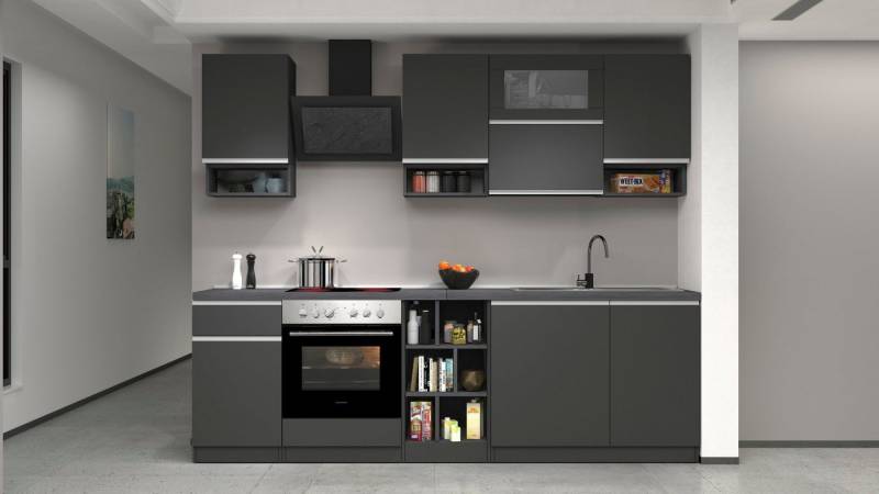 KOCHSTATION Küchenzeile KS-Sole, Breite 256 cm, mit Geschirr-Abtropfschrank, ohne E-Geräte von KOCHSTATION