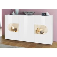 INOSIGN Sideboard "Real,Vitrine,Kommode,Schrank,Breite 150cm komplett hochglanz lackiert", mit 3 Türen davon 2 Glastüren ohne Griff von Inosign