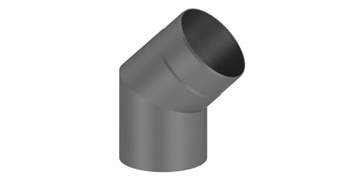 Ofenrohr/Rauchrohr Winkel/Bogen 45 Grad ohne Tür, Durchmesser 150 mm gussgrau von Tecnovis