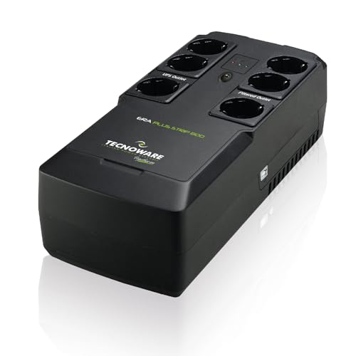 Tecnoware Power Systems - UPS ERA PLUS STRIP 800, 800 VA USV, Blackout-Schutz für PC, Modem, Videoüberwachung, Registrierkassen, USB, AVR, 13 Min PC-50 Min Modem/Router, Schwarz, 800VA von Tecnoware Power Systems