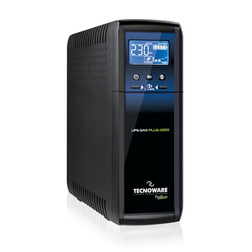 Tecnoware Power Systems - UPS EXA PLUS 1000 , Unterbrechungsfreie Stromversorgung für Gaming-PCs und Konsolen , AVR-Technologie , 10 Min Autonomie für PC , 30 Min für Konsole , 1000VA , Metall von Tecnoware Power Systems