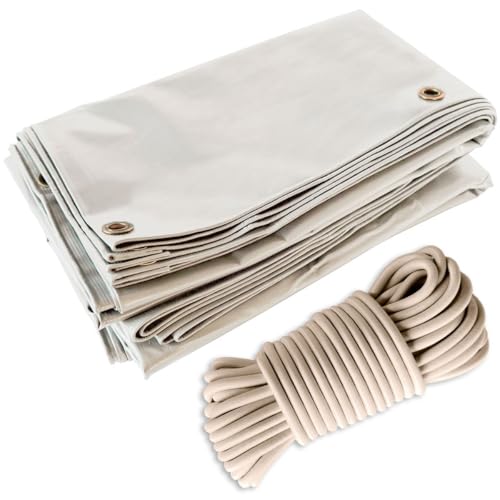 Tecplast Bundle Cremeweiss Pergola-Plane 3x4 m + Elastisches Gummiseil Elfenbein 20m - Pergola-Plane LP506PR 5 Jahre Garantie von Tecplast