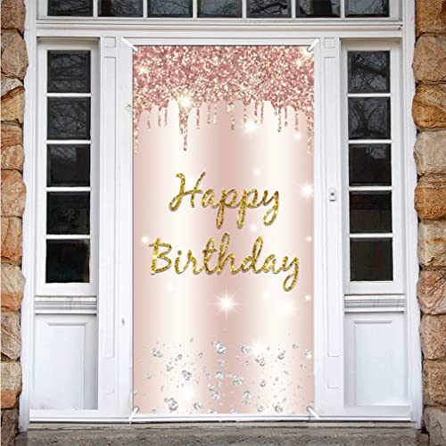 Geburtstag Deko Roségold Happy Birthday Door Banner Stoff Schild 1. 2. 3. 10. 11. 25. 35. 45. 65. 75. 80. Geburtstag Türdekoration Plakat für Mädchen/Frau Geburtstagsfeier Willkommensschild von Tecreo