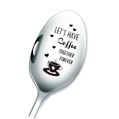 Gravierte Kaffeelöffel, Lass uns Kaffee für immer haben, Edelstahl Löffel, Geschenke für Liebhaber, Beste Freunde, Kaffee Liebhaber (Let's Have Coffee Together Forever) von Tecreo