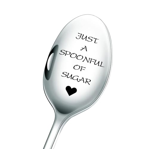 Just a Spoonful of Sugar Zucker Löffel Dessert Löffel Personalisiertes Geschenk, Kaffee Liebhaber Tee Liebhaber Geschenk, lustige Geburtstagsgeschenk für Freunde oder Familie von Tecreo