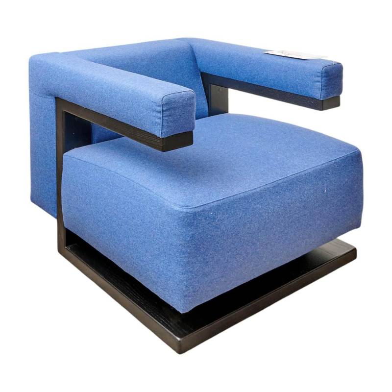 Sessel Gropius F51 Stoff Dama 0077 Blau Gestell Esche Schwarz von Tecta
