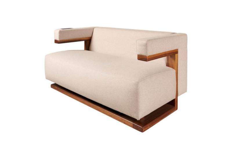 Tecta 2-Sitzer Sofa F51 2 Stoff Doma Beige Grau Gestell Nussbaum Massiv von Tecta