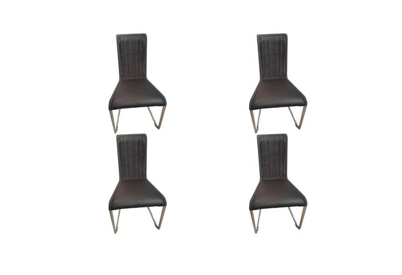 Tecta Essgruppe 4er Set Stuhl B20i Bezug Leder 1 Anthrazit Geflecht Anthrazit von Tecta