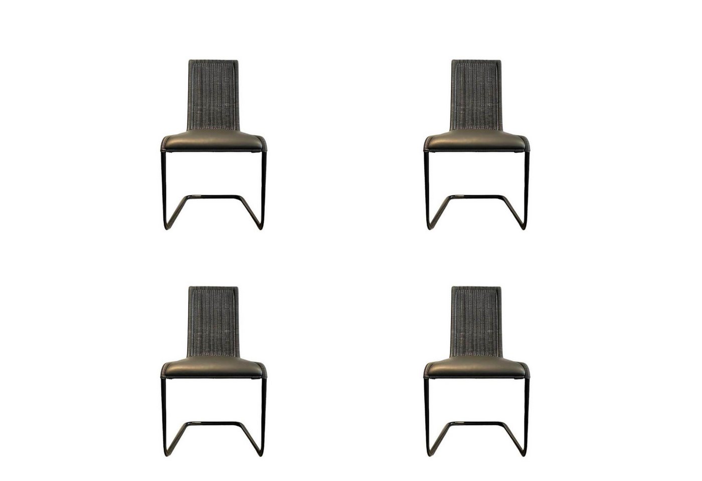 Tecta Essgruppe 4er Set Stuhl B20i SP Kragstuhl Lehne Geflecht Anthrazit Gestell Tecta Essgruppe 4er Set Stuhl B20i SP Kragstuhl Lehne Geflecht Anthrazit Gestell von Tecta
