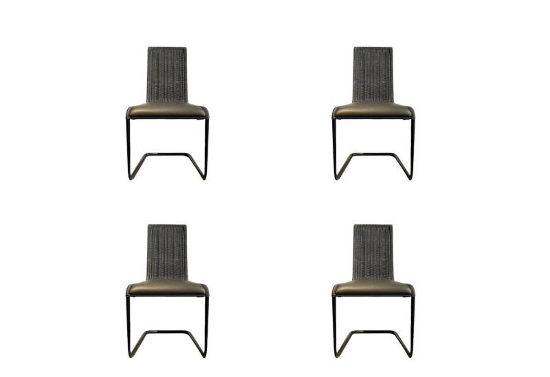 Tecta Essgruppe 4er Set Stuhl B20i SP Kragstuhl Lehne Geflecht Anthrazit Gestell von Tecta
