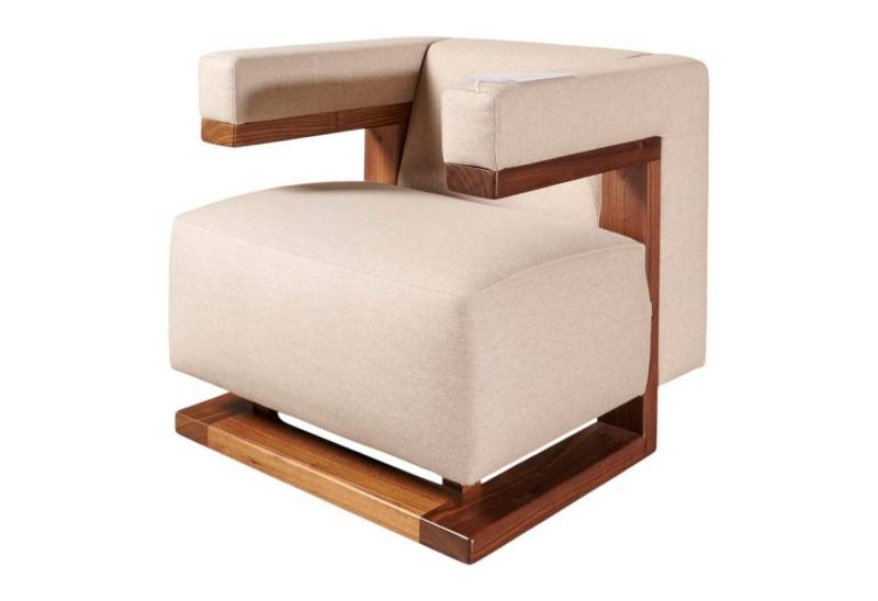 Tecta Loungesessel Sessel F51 Stoff Doma Beige Grau Gestell Nussbaum Massiv von Tecta