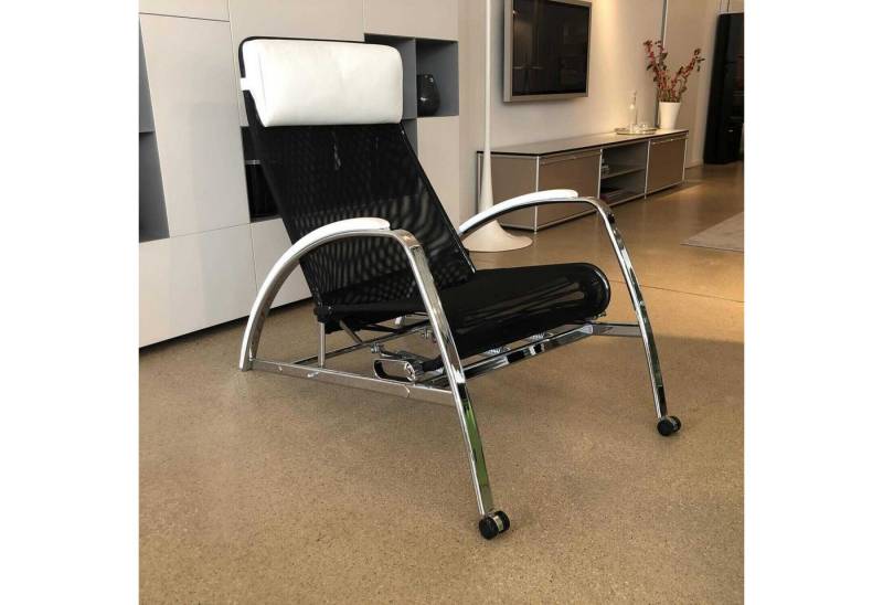 Tecta Relaxsessel Sessel D82N Schwarz Leder Weiß mit Relaxfunktion von Tecta