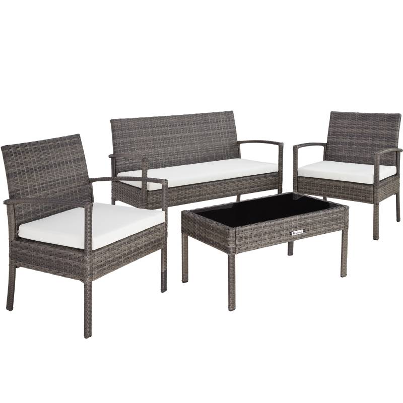 Set 4 posti in rattan grigio von Tectake