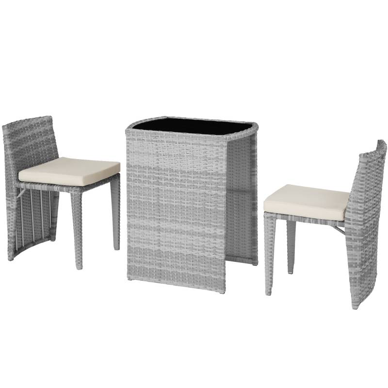 Set da bistrot in rattan e alluminio amburgo grigio chiaro von Tectake