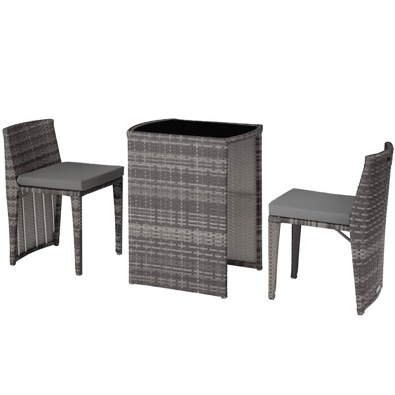 Set da bistrot in rattan e alluminio amburgo grigio von Tectake