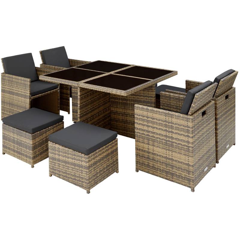 Set da giardino in rattan e alluminio manhattan naturale von Tectake
