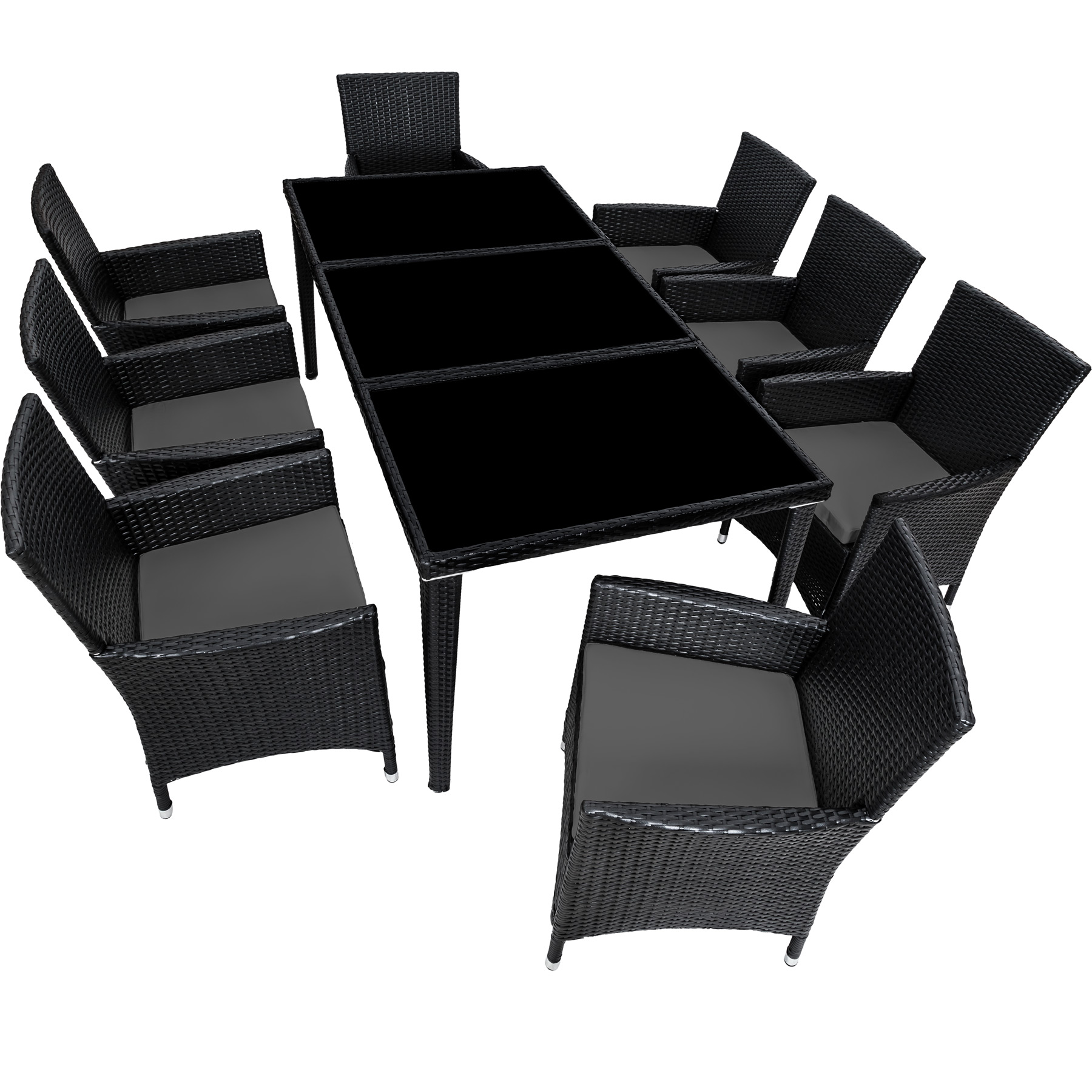 Set tavolo e 8 sedie in rattan alluminio nero von Tectake