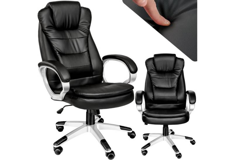 tectake Chefsessel Bürostuhl (1er Set, 1 St), 360° drehbar und stufenlos höhenverstellbar von Tectake