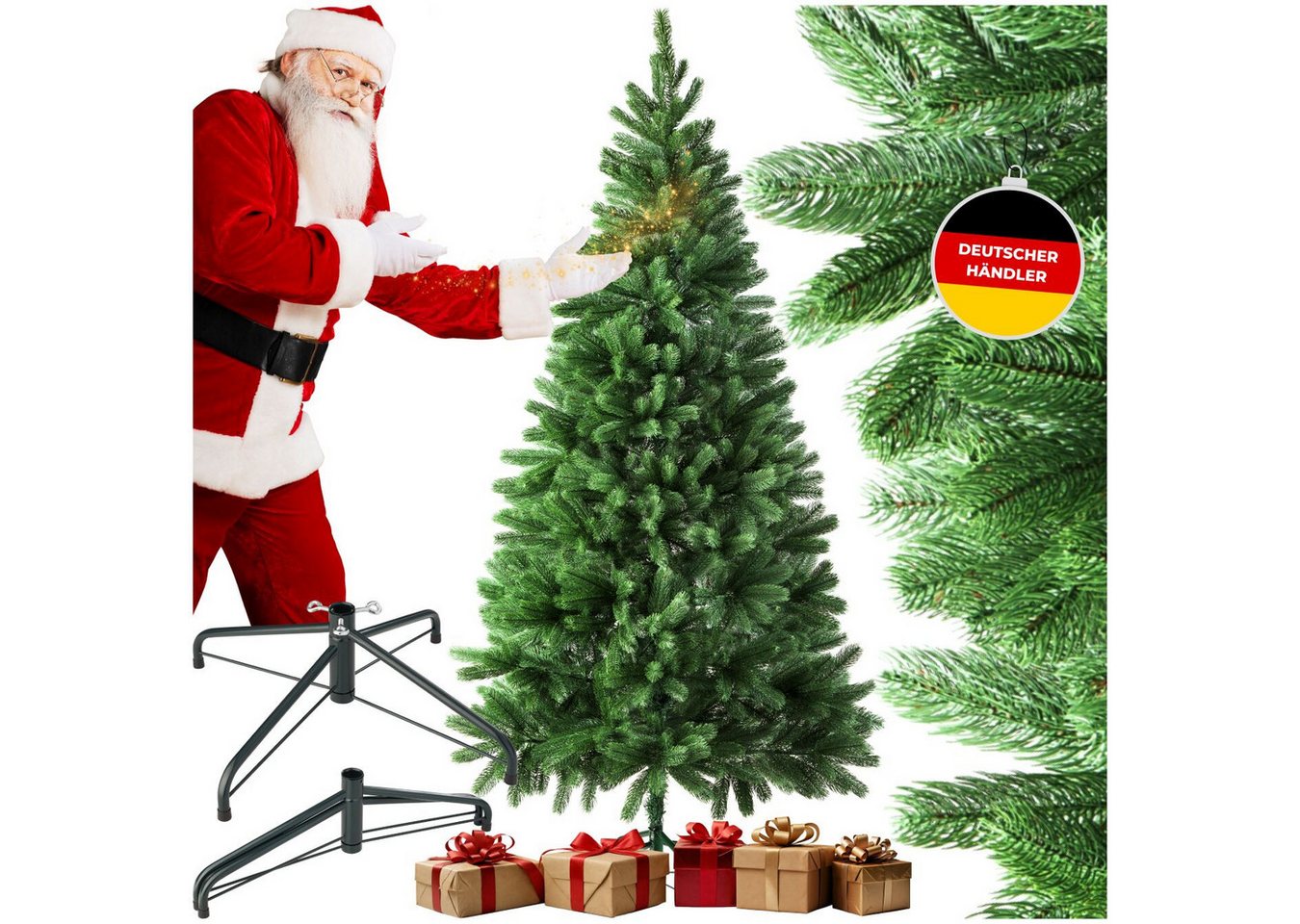 tectake Künstlicher Weihnachtsbaum Christbaum künstlich Tannenbaum 140-180cm Grün, Undekorierter/Unbeleuchteter Baum, verschiedene Größen, künstlich, Spritzguss von Tectake