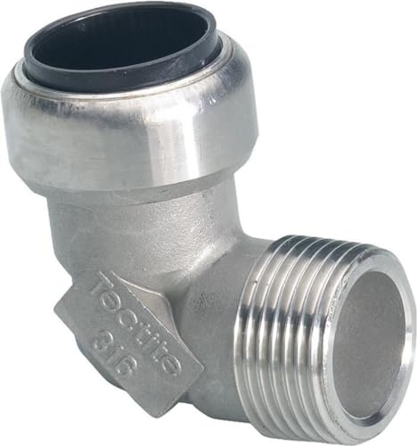 Edelstahl Steckfitting Tectite Übergangswinkel 90° mit AG 18 mm x R 1/2", TS092G von Tectite