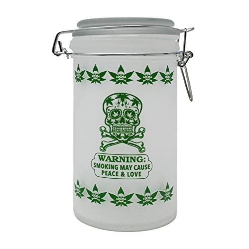 TMI Stash Jars Große 6 hohe luftdichte Vorratsgläser aus Glas mit Smoking May Cause Peace and Love Design Sugar Skull Design TMI Stash Jars Große 6 hohe luftdichte Vorratsgläser aus Glas mit Smoking May Cause Peace and Love Design Sugar Skull Design von Ted Miller Innovation