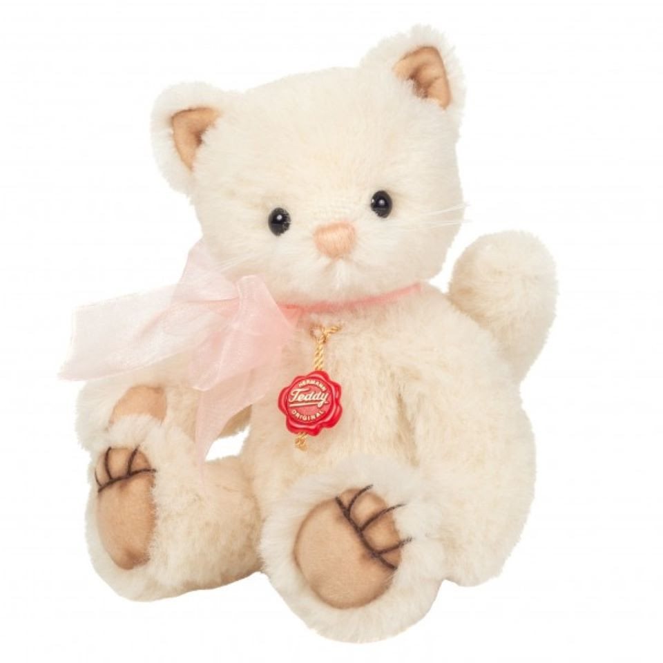 Teddy Hermann® Dekofigur Teddy Hermann Katze Audrey 21 cm creme mit Schleife rose von Teddy Hermann®