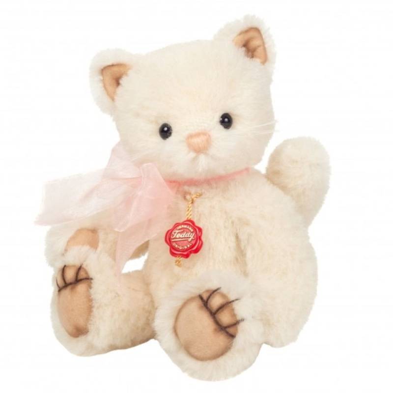 Teddy Hermann® Dekofigur Teddy Hermann Katze Audrey 21 cm creme mit Schleife rose von Teddy Hermann®