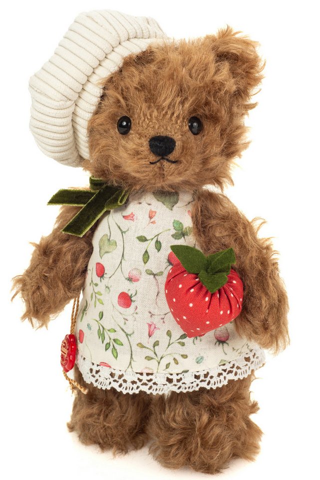 Teddy Hermann® Dekofigur Teddy Hermann Teddybär Petunia mit Erdbeere 21 cm Stoffteddybär von Teddy Hermann®