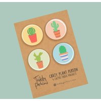 Kaktus. Kakteen. 4 Extra Starke Kühlschrankmagnete, Crazy Plant Person - Teddy Perkins Handgemachte Magnete von TeddyPerkins