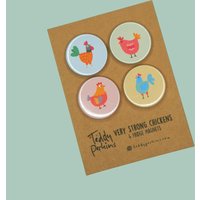 Sehr Starke Hühner. 4 Extra Kühlschrankmagnete - Teddy Perkins Handgemachte Magnete von TeddyPerkins
