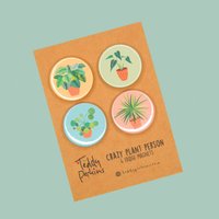 Zimmerpflanzen. 4 Extrastarke Kühlschrankmagnete, Crazy Plant Person - Teddy Perkins Handgemachte Magnete von TeddyPerkins