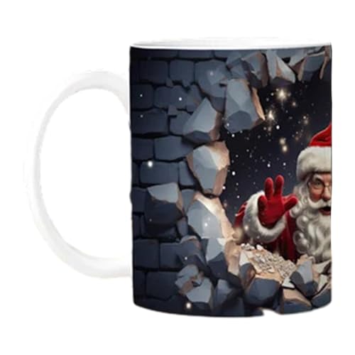 3D Weihnachtstasse | Keramik Schneemann Kaffeetasse | Neuartige Kaffeebecher mit flachem Weihnachts Schneemann Muster | Langlebige Milchbecher, Teetassen, Hoom Deko, Weihnachtsgeschenke für Freunde von Tedious